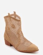 sergio todzi Ghete cowboy bej închis cu toc conic cu branț din piele și parte superioară din plasă Frolozi
