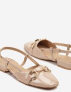 sergio todzi Sandale Bej Lăcuite Slingback Decorate cu Aplicație Metalică Sonoriana