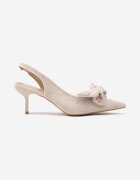 sergio todzi Sandały Beżowe pe toc stiletto Slingback cu fundă Sunaiel