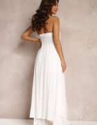  Set 2 piese Alb Top lung și Pantaloni cu elastic în talie și picioare largi Bincina