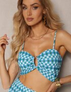  Set 2 piese Albastru Fustă evazată cu elastic în talie și Top scurt Janai