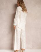  Set 2 piese bej din țesătură brodată cu cămașă și pantaloni Aleiga