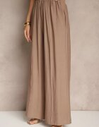  Set 2 Piese Maro din Viscoză Cămașă Croială Lejeră Pantaloni Largi Velvitela