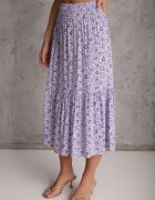  Set 2 piese Mov de bumbac cu top și fustă lungă floral Agnda