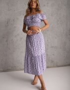  Set 2 piese Mov de bumbac cu top și fustă lungă floral Agnda