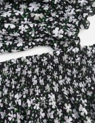  Set 2-piese Negru din bumbac cu Top și Fustă lungă florală Agnda