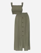  Set 2 piese Verde închis Bumbac cu Fustă lungă și Top elastic Diomastis