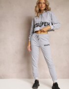  Set 3 piese gri cu Top Bluză și Pantaloni de trening Klomenna