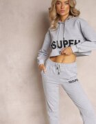  Set 3 piese gri cu Top Bluză și Pantaloni de trening Klomenna