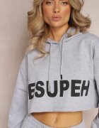  Set 3 piese gri cu Top Bluză și Pantaloni de trening Klomenna