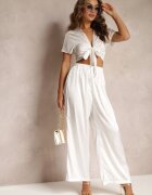  Set Alb 2 piese cu pantaloni lungi și legătură decorativă Fidansa