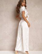  Set Alb 2 piese cu pantaloni lungi și legătură decorativă Fidansa