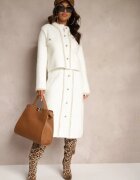  Set Alb retro din viscoză din tricot cu fir lung Cardigan și Fustă Sailine