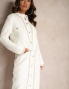  Set Alb retro din viscoză din tricot cu fir lung Cardigan și Fustă Sailine