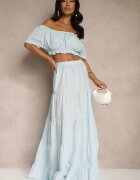  Set Albastru deschis 2 piese din Viscoză în Stil Spaniol Avasa