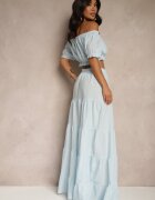  Set Albastru deschis 2 piese din Viscoză în Stil Spaniol Avasa