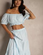  Set Albastru deschis 2 piese din Viscoză în Stil Spaniol Avasa