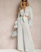  Set albastru deschis Cămașă legată cu mânecă largă și Pantaloni largi Aphina