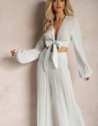  Set albastru deschis Cămașă legată cu mânecă largă și Pantaloni largi Aphina