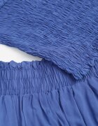  Set Albastru din Bumbac Elastic Top fără Mâneci Pantaloni scurți cu Volane și Elastic în Talie Tessabel