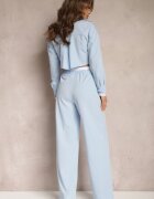  Set Albastru Utility cu Cămașă Scurtă și Pantaloni Larghi cu Elastic în Talie Ondina