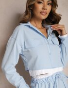  Set Albastru Utility cu Cămașă Scurtă și Pantaloni Larghi cu Elastic în Talie Ondina