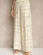 Set bej din Viscoză Decorat cu Imprimeu Geometric Cămașă și Pantaloni Hanovin