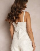  Set Bej Top cu bretele și Fustă-Pantaloni scurți cu paiete decorative Navimas