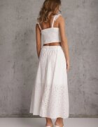  Set Boho Alb Top din dantelă cu bretele Fustă cu elastic în talie Evoolia