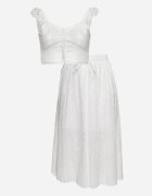  Set Boho Alb Top din dantelă cu bretele Fustă cu elastic în talie Evoolia