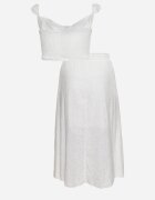  Set Boho Alb Top din dantelă cu bretele Fustă cu elastic în talie Evoolia