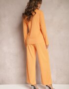  Set Casual Portocaliu Pantaloni Largi cu elastic în talie și Cămașă Sansia