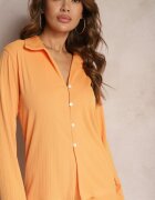  Set Casual Portocaliu Pantaloni Largi cu elastic în talie și Cămașă Sansia