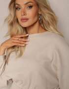  Set de bumbac Bej Bluză scurtă cu bordură elastică și Pantaloni largi cu șnur în talie Rionnea
