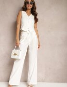  Set de costum Alb Vestă și Pantaloni Drepti Talie înaltă Nithriella