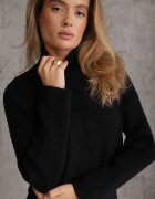  Set De Lână Din Tricot 2 Piese Negru Cu Pulover Și Rochie Midi Fromane
