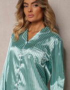  Set de Pijamale Mentă Bluză stil cămașă cu nasturi Pantaloni cu elastic în talie Rivanias