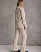  Set de Trening Bej din Bumbac Pantaloni Clopot și Hanorac cu Fermoar și Glugă Auim