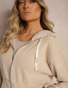  Set de trening bej închis cu adaos de bumbac pantaloni cu elastic în talie bluză cu glugă Sesaria