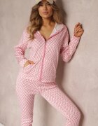  Set de trening din 2 piese roz deschis cu bluză și pantaloni Analina