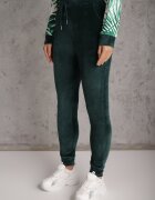  Set de trening din velur verde închis cu bluză cu glugă imprimată și joggeri Rouviana