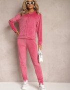  Set de trening Roz închis din velur Bluză cu glugă și Pantaloni Vilna