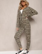  Set de trening Velur Verde-Bej Cu imprimeu de leopard Arvile