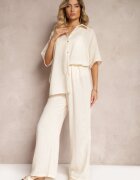  Set din 2 piese bej Cămașă cu mânecă scurtă Pantaloni cu elastic în talie Vimacia