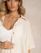  Set din 2 piese bej Cămașă cu mânecă scurtă Pantaloni cu elastic în talie Vimacia