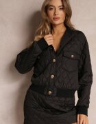  Set din 2 piese Negru cu Geacă matlasată și Fustă cu elastic în talie Zanai