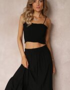  Set din 2 piese Negru de bumbac Top cu bretele și Fustă cu elastic în talie Tirasa