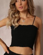  Set din 2 piese Negru de bumbac Top cu bretele și Fustă cu elastic în talie Tirasa