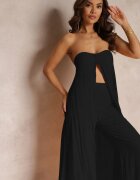  Set din 2 piese Negru Top lung și Pantaloni cu elastic în talie și picioare largi Bincina