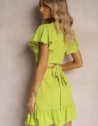  Set din 2 piese Verde Top scurt cu legătură Fustă cu volane și elastic în talie Clementis